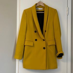 Mustard yellow longline blazer